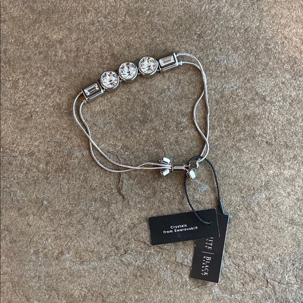 White House Black Market Round/Rectangular Crystal Bracelet (Silver)